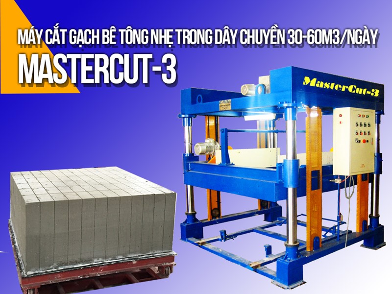 Máy cắt gạch bê tông MasterCut đang cắt gạch trong dây chuyền từ 30 đến 60 m3 một ngày tại Bangladesh